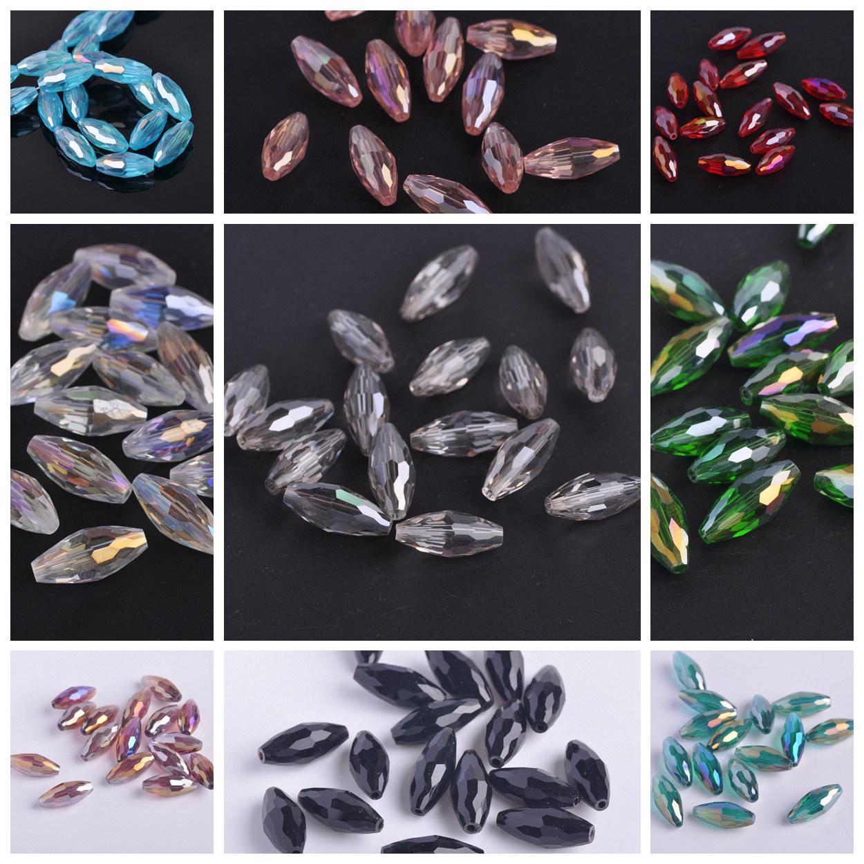 Cuentas artesanales sueltas de cristal de corte facetado de tubo ovalado de 18x8mm para fabricación de joyería DIY