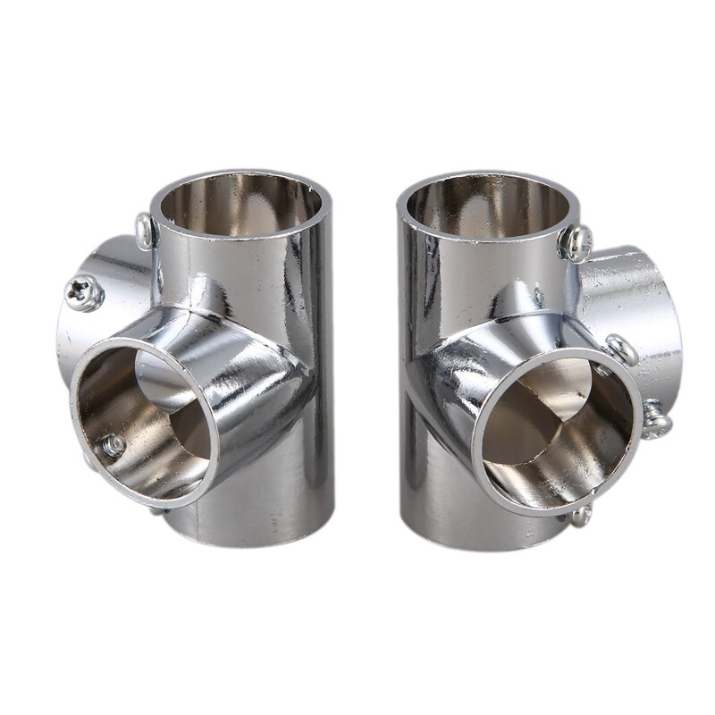 2PCS Stainless Steel Pipe Connector Zinc Alloy Bent Four-Way 25mm Round Pipe Shelf Joint