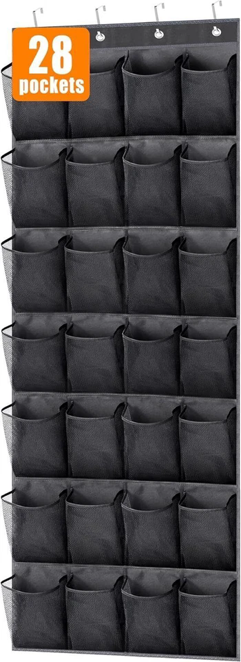Over The Door Shoe Organizer 28 Pockets Hanging Storage Holder Hanger Bag Closet: black color