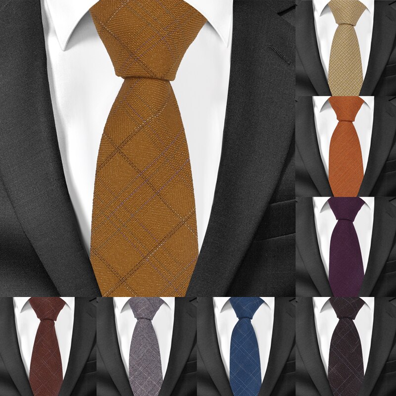 Cravate en laine de coton pour hommes | Cravate de décontractée, cravate étroite à carreaux, Corbata Slim, cravate de mariage, costumes d'affaires