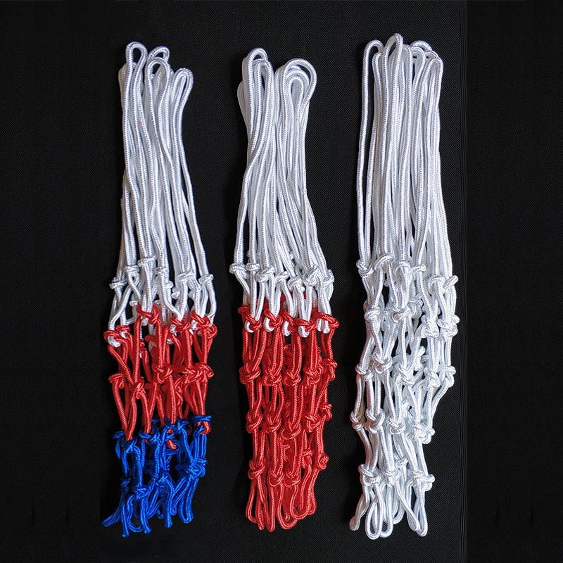 Standard Basketball Net Durable Nylon Thick Thread Three Color Universal Basketball Net Mesh Replacement Basketball Basket Net