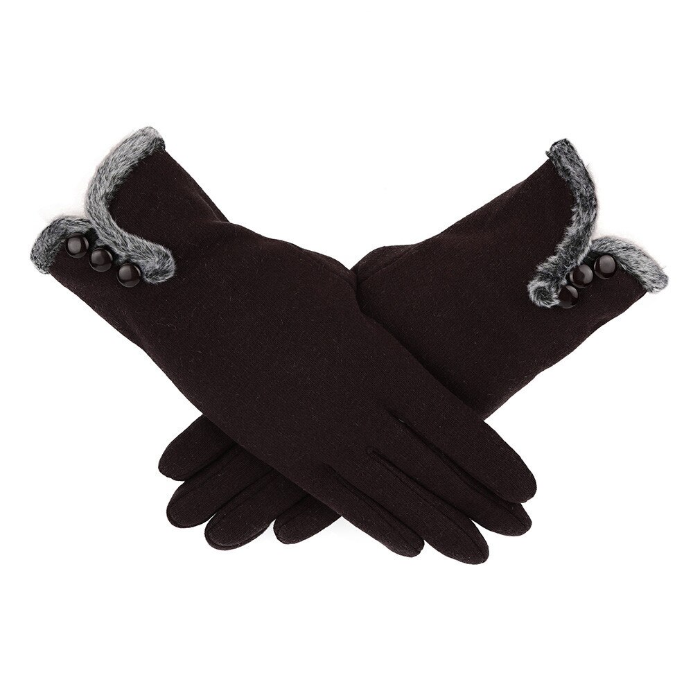Women Lady Cashmere Keep Warm Driving Full Finger Gloves Screen Glove Winter Gloves Autumn Warm Gloves #: Coffee