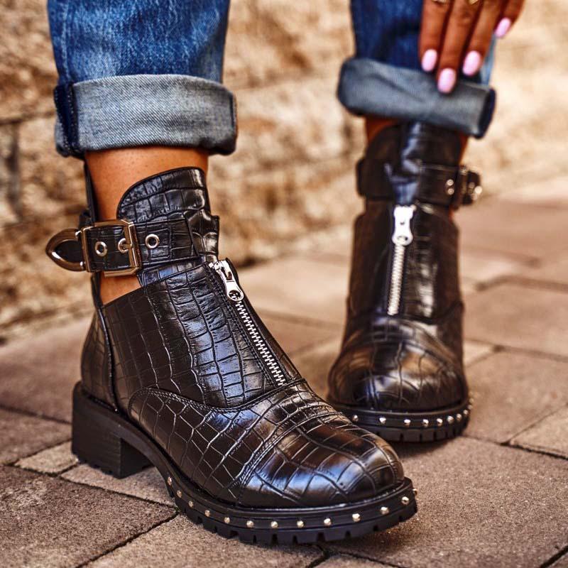 Big Size 43 Leisure Platform Spring Fall Shoes Women Ankle Boots Motorcycles Boot Cool Footwear