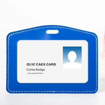 Price Soft PU Leather ID Card Holder Horizontal/Vertical Without Lanyard, for Students/Business/Staff,: H Dark Blue