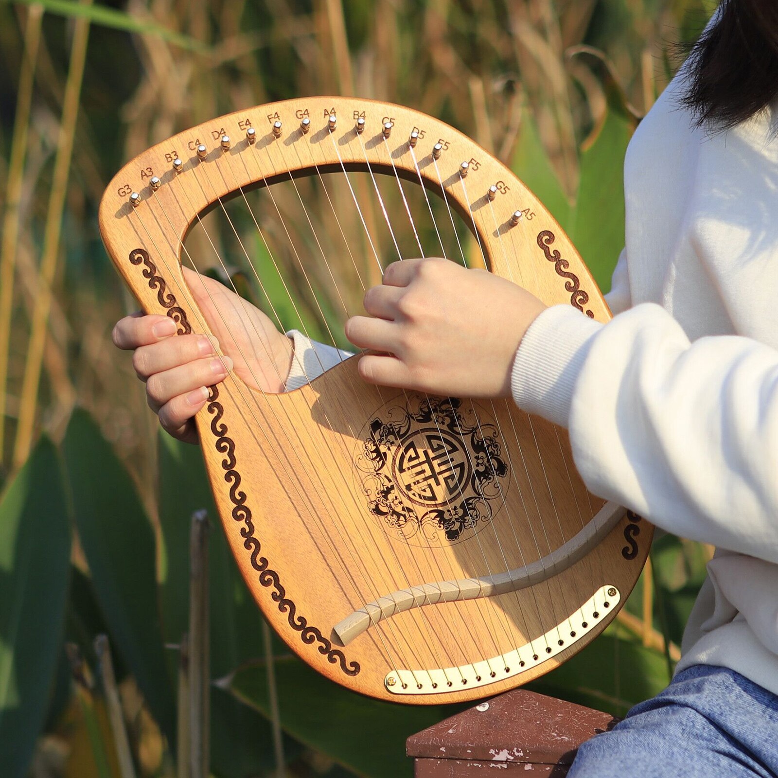 16 strenge harpe mahogni træ m/ skruenøgle godt år for børn voksne