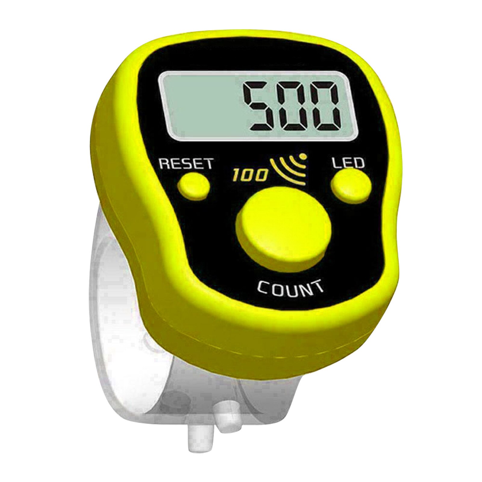 1pcs Portable Electronic Digital Counter Mini Lcd Hand Held Finger Ring Tally Counter Stitch Marker Plastic Row Counter: Yellow