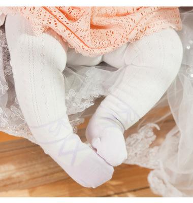 2Pcs Gekamd Katoen Kleine Verse Hoge Elastische Verticale Strepen Baby Meisjes Panty Kinderen Pure Kleur Panty 0-6M: 12