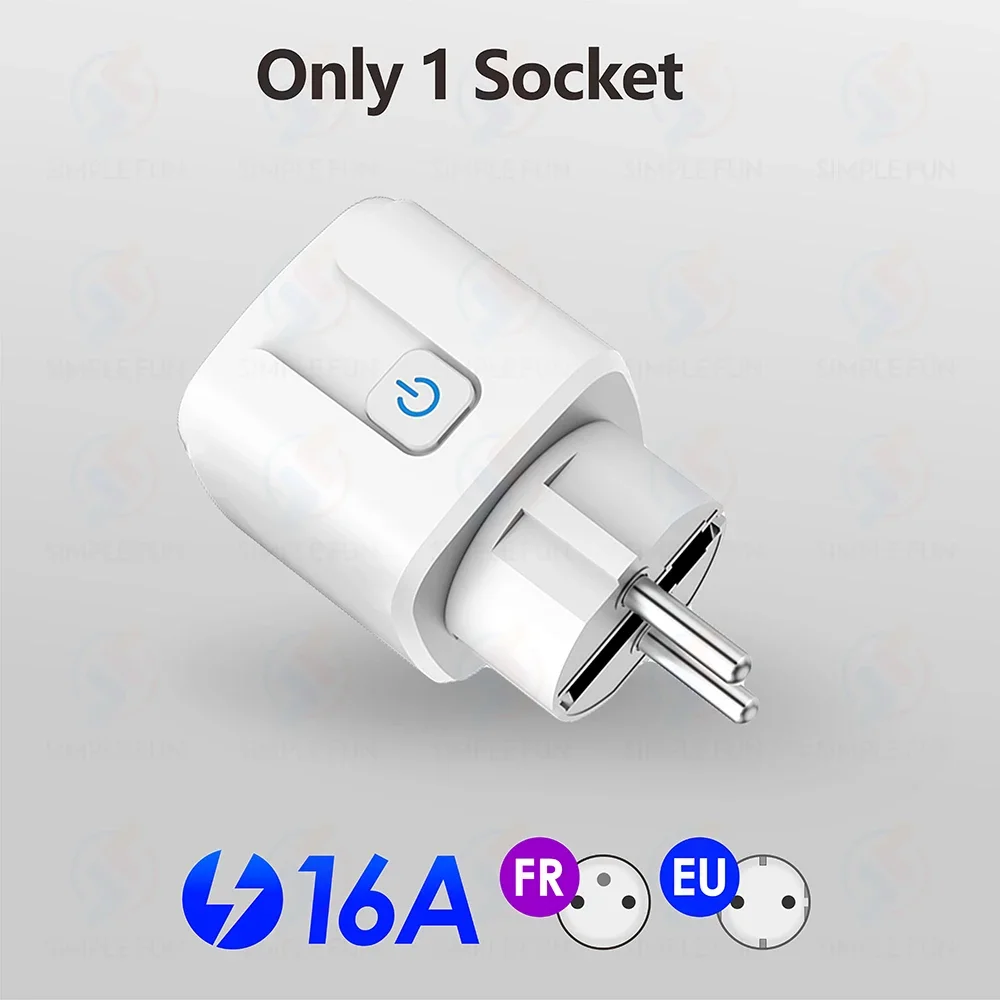 Spina per telecomando senza fili EU FR 433 Mhz 16A 220 V Presa intelligente RF mini telecomando rotondo, presa elettrica per elettrodomestici in poi/spento: bianca