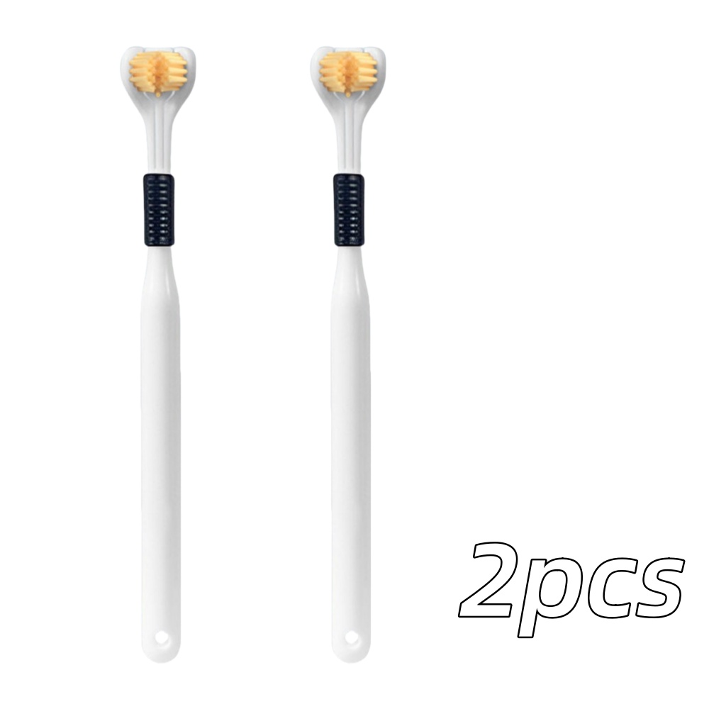 Cepillo de dientes de 3 lados de cerdas suaves, limpieza suave, cepillo de dientes para adultos para el cuidado completo de las encías, sensorial para autismo, herramienta de salud bucal, 4 Uds.: Negro