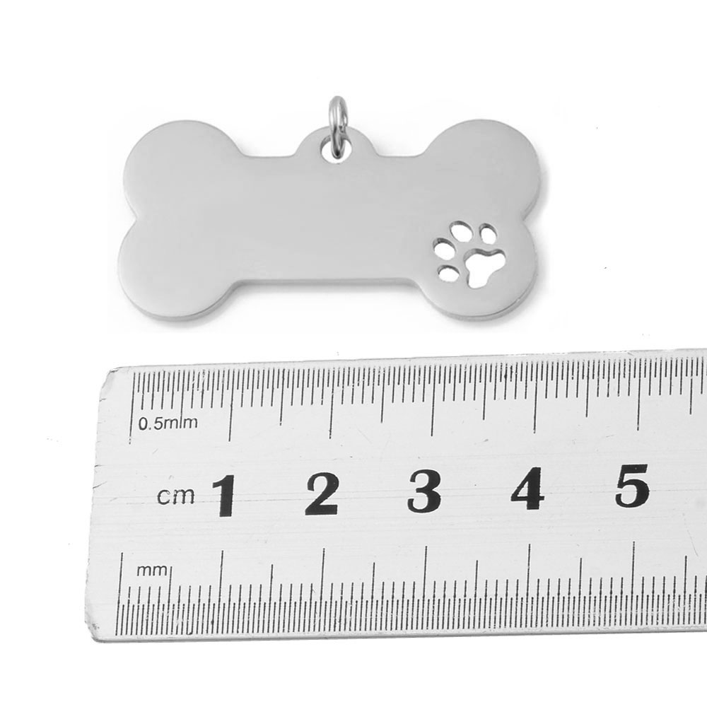 5Pcs Dog Bone Paw Print Tags Pendant Charm Dog ID Stainless Steel Blank Dog Tags 2 colors Both side Polished: BROWN