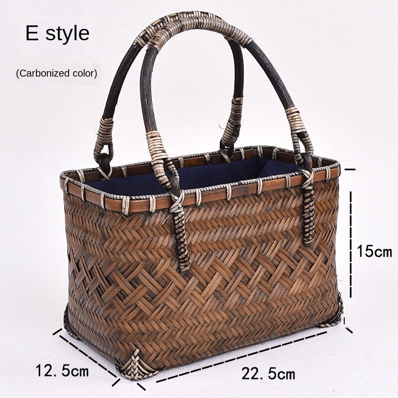 Diysomes bamboe tas handgeweven tas japanse stijl bamboe geweven tas dames bamboe handtas bamboe geweven mand theeservies opbergtas: Groente