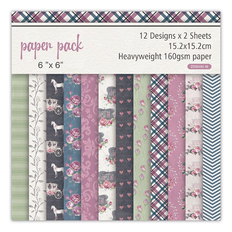 24 sheets 6"X6"the Wedding Pattern Scrapbooking paper pack handmade craft paper craft Background pad