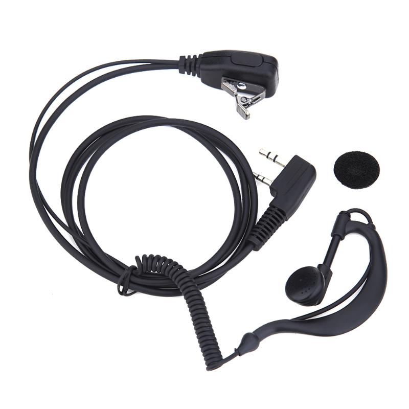 Oreillette 2 broches casque PTT avec Microphone talkie-walkie oreille crochet Interphone écouteur écouteur pour BAOFENG UV5R pour KENWOOD