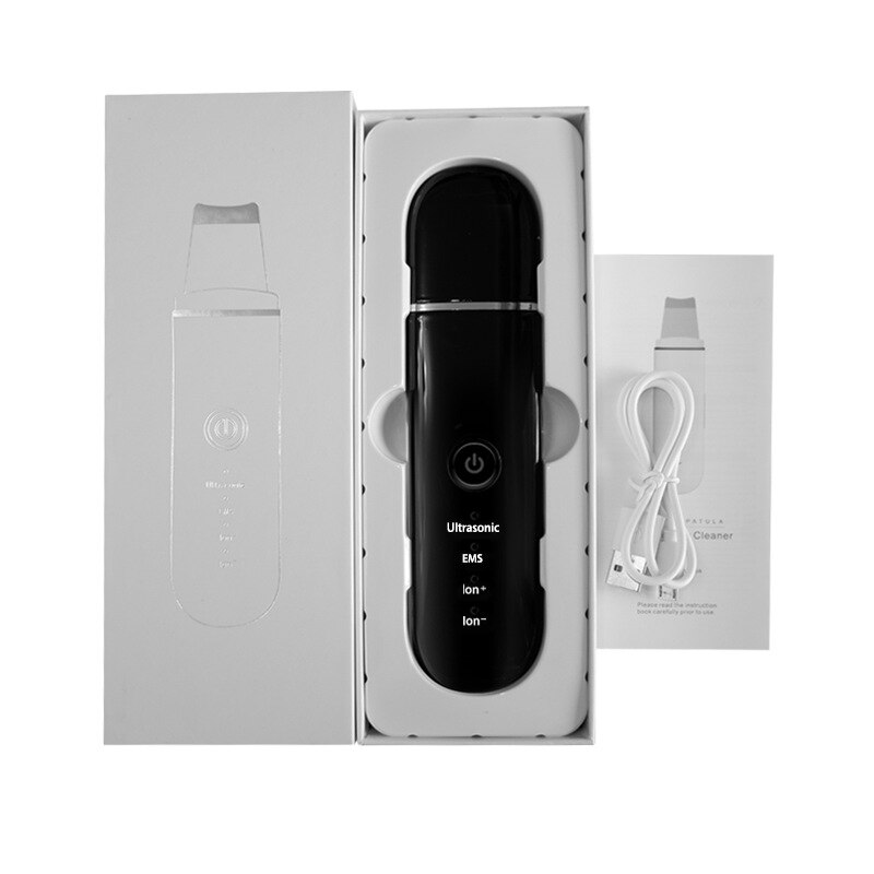 Ultrasuoni Scrubber macchina per la pulizia profonda del viso Peeling pala detergente per pori del viso Scrubber per la pelle dispositivo di bellezza: BALCK ENGLISH