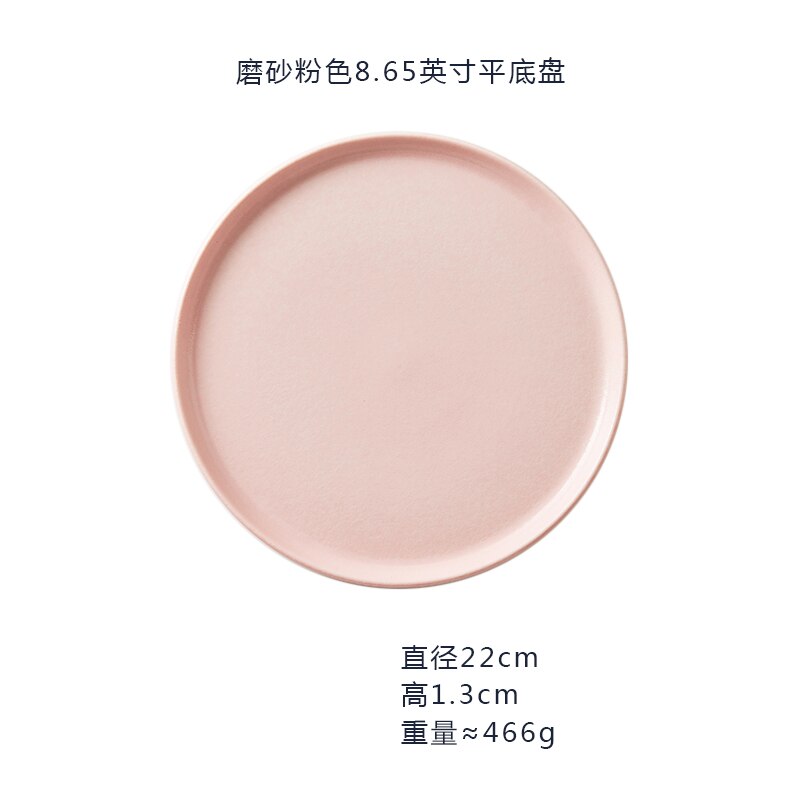 Noord-europa Keramische Ontbijt Cake Tray Moderne Thuis Steak Dessert Westerse Plaat Restaurant Dienblad Ronde Servies: Pink--22cm
