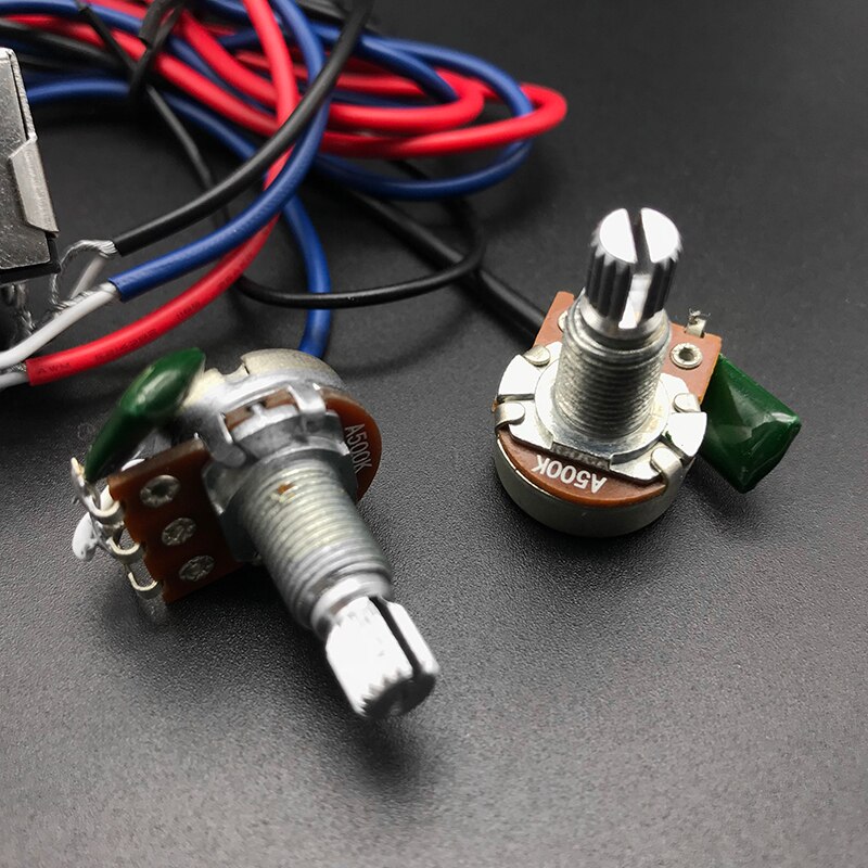 Electric Guitar Prewired Wiring Harness with 3 Way Toggle Switch 2V2T 500K Pots Volume Tone Control 6.35 Jack for LP Guitar