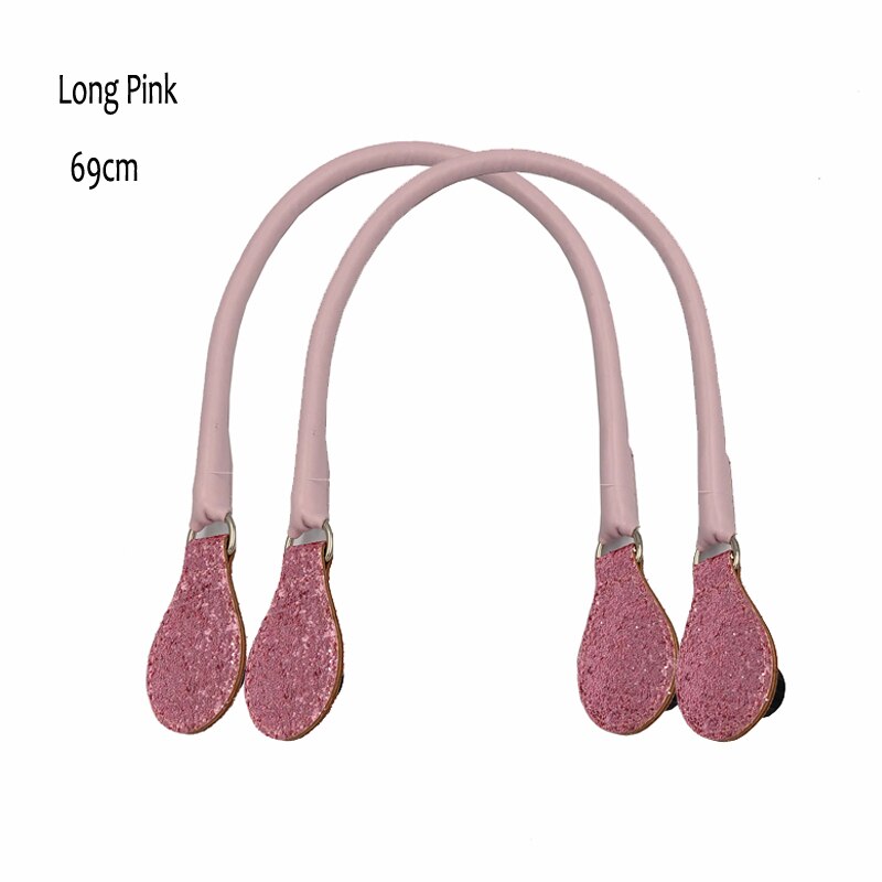 Longo falso couro alças redondas alça de cinto d fivela gotas para clássico mini obag cesta balde chique o bolsa acessórios: Long Shiny Pink