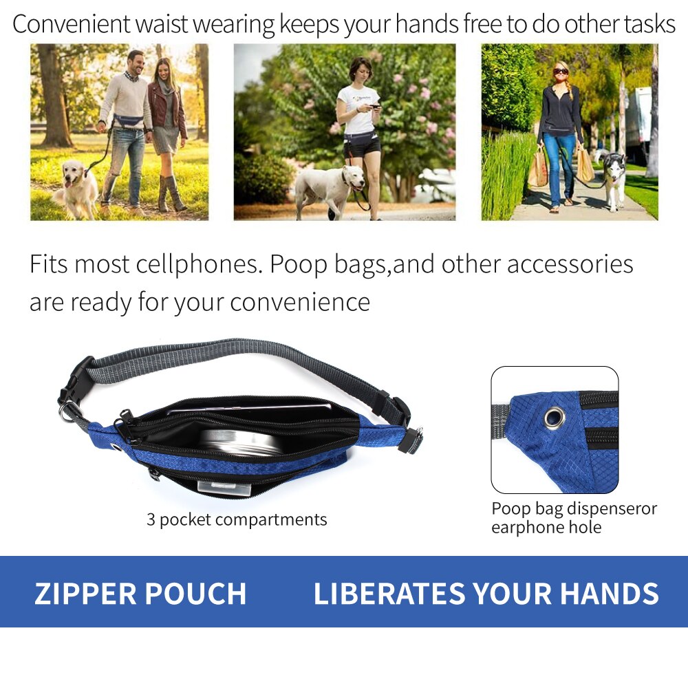 Multi Function Dogs Leash Waist Pocket Waterproof Hands Free Dog Belt Running Product Elasticity Adjustable Waist Dog Leashes