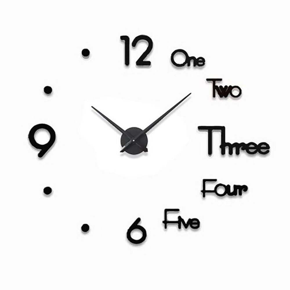 3D Moderne Wanduhr Aufkleber DIY Acryl Spiegel Schweigen Zauberstab Uhren Selbstklebende Wohnzimmer Wanduhr Wohnkultur: Schwarz