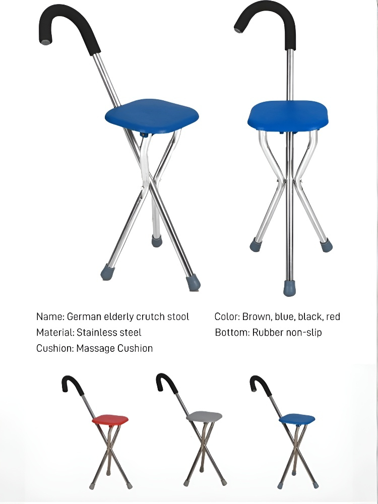 Bastón plegable de aleación de aluminio para exteriores, silla antideslizante para bastón, taburete multifuncional estable y seguro para personas mayores