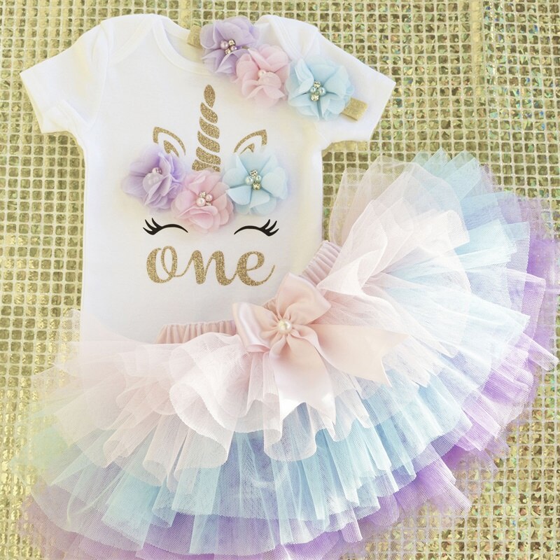 Baby fødselsdagskjole 1 år 3 stk outfits spædbarn småbørn pige tøj nyfødt baby tyl tutu vestido et år print tøj: Punkt 16