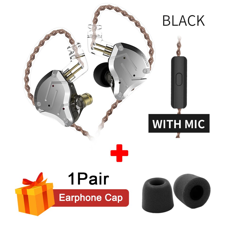 KZ ZS10 Profi HIFI Kopfhörer Metall 4BA 1DD hybrid 10 Treiber Bass Headset Lärm abbrechen in-Ohr Sport Spielen kopfhörer mit Mic: A Wired standard