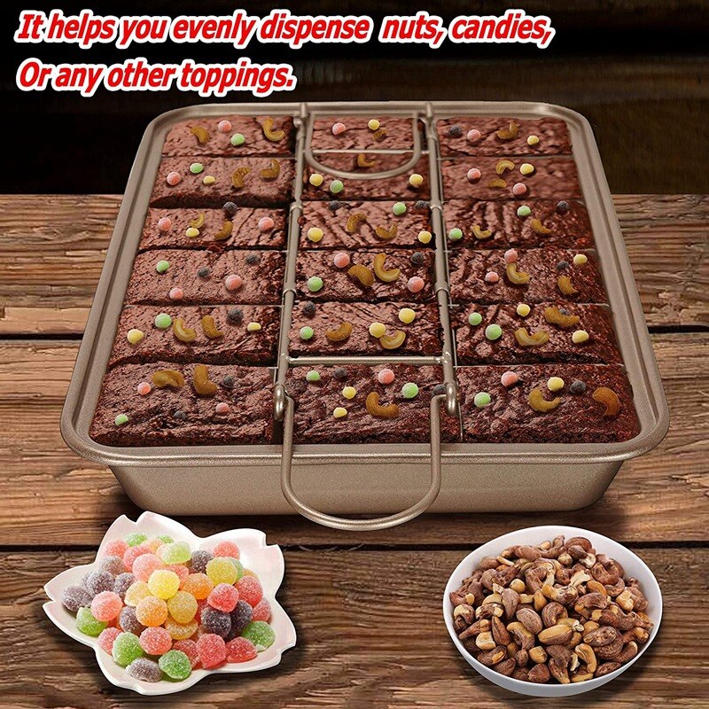 Brownie Pan with Dividers,Non-Stick Edge Brownie Pans,Bakeware Cutter Tray Molds Square Cake Fudge Pan for Oven Baking