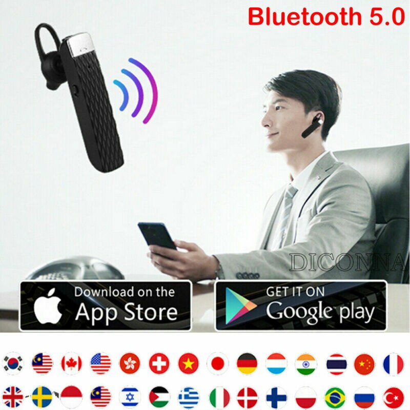 33 talen Smart Vertaler Instant Voice Vertaling Enkele Bluetooth Headset Ondersteuning Handenvrij Call Music Play Vertalen