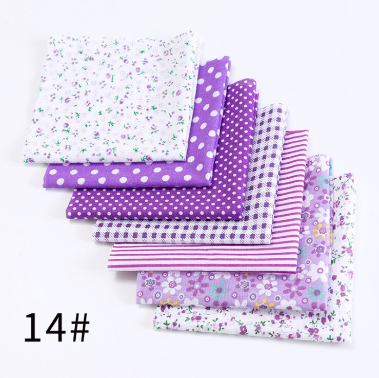 7 kpl 25cm x24cm ohutta tilkkupuuvillakangasta kukkasarjan värikäs itseompelu kukkakangas: 14