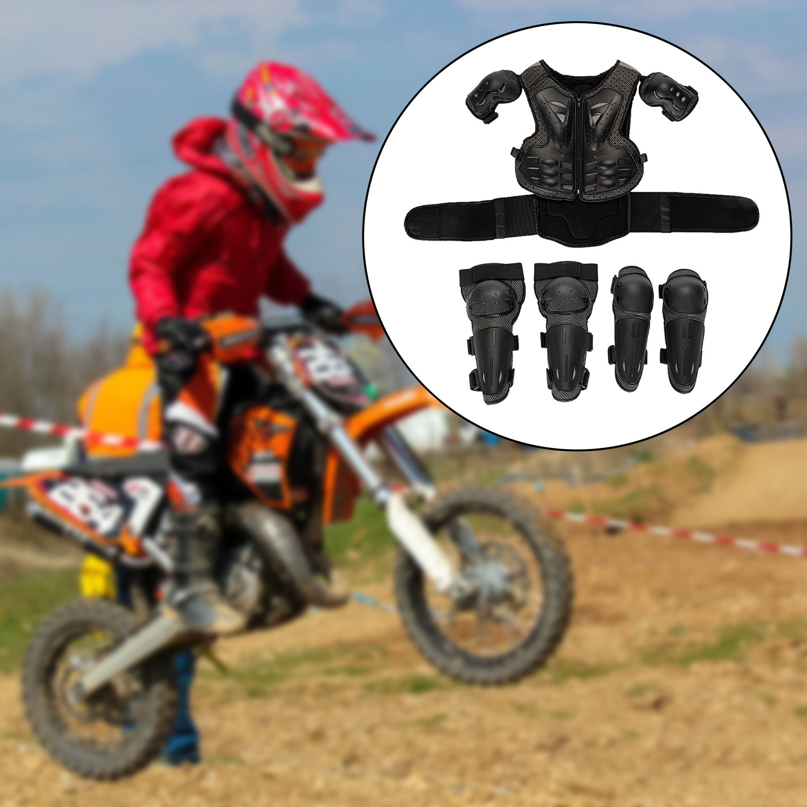 Kind Kids Kinderen Motocross Suit Borst Terug Protector Elleboog Kneepad