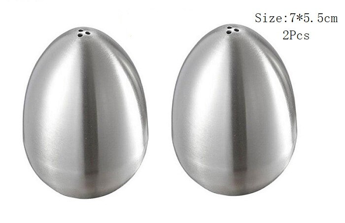 Äggformad kryddburk i rostfritt stål ricin kryddburkar pepparshaker grill saltlåda tandpetare plåt köksredskap: 3 hål -2 st