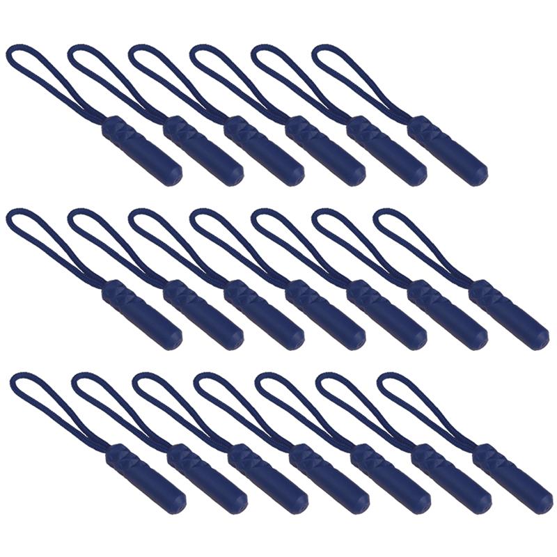 20 pièces tête de cylindre tirette tirette compacte tirant la corde fermeture à glissière tête queue corde multi-usages tirette extracteur pour vêtements: Navy Blue