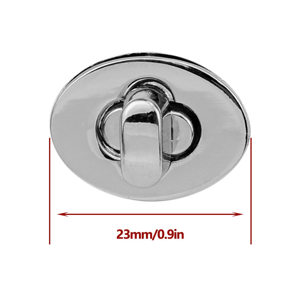 10Stck 2,3 CM Mini Oval Twist sperren Drehen Schlösser Metall Verschluss Schnalle Für Geldbörse Brieftasche frauen Handtasche Schulter tasche Zubehör: 10Stck Silber-