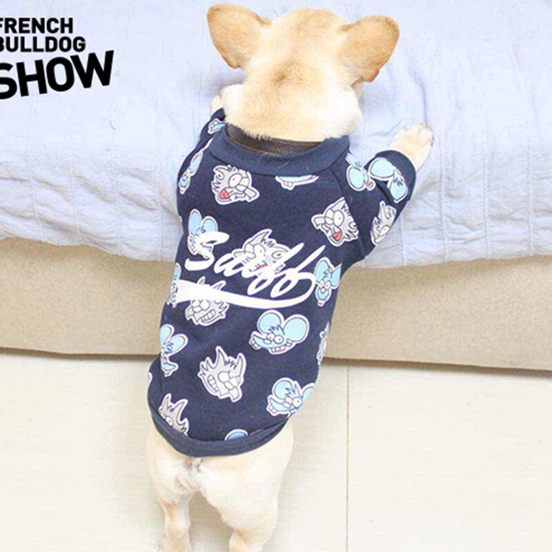 Franse Bulldog T-shirt, Hond Kleding Marineblauw Hond Vest Hond Kleding