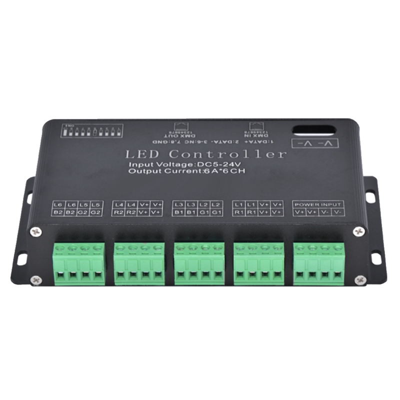 12 Channel DMX Decoder 60A DMX512 LED Controller PWM Dimmer Driver for RGB LED Strip and Module Light DC12V-24V