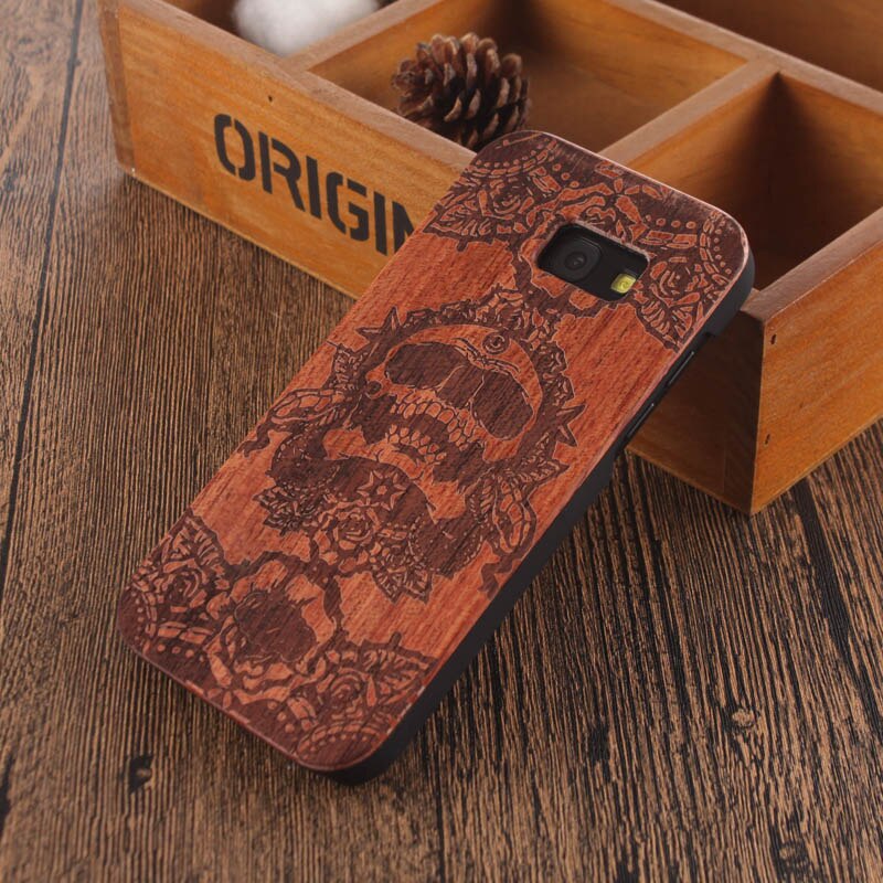 Caja de madera de bambú con cabeza de calavera de Mandala para samsung galaxy A5 funda de madera para samsung galaxy A5 funda de teléfono móvil funda de madera: 7