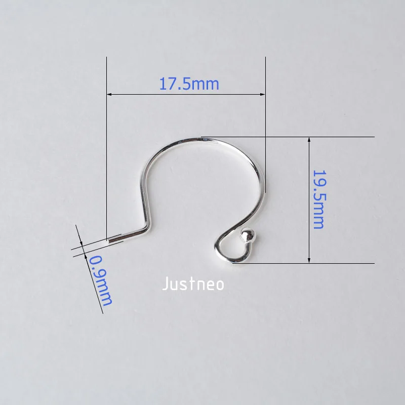 Gancho para la oreja de Plata de Ley 925 sólida, ganchos de alambre para pendientes con bola, accesorios para pendientes, componentes