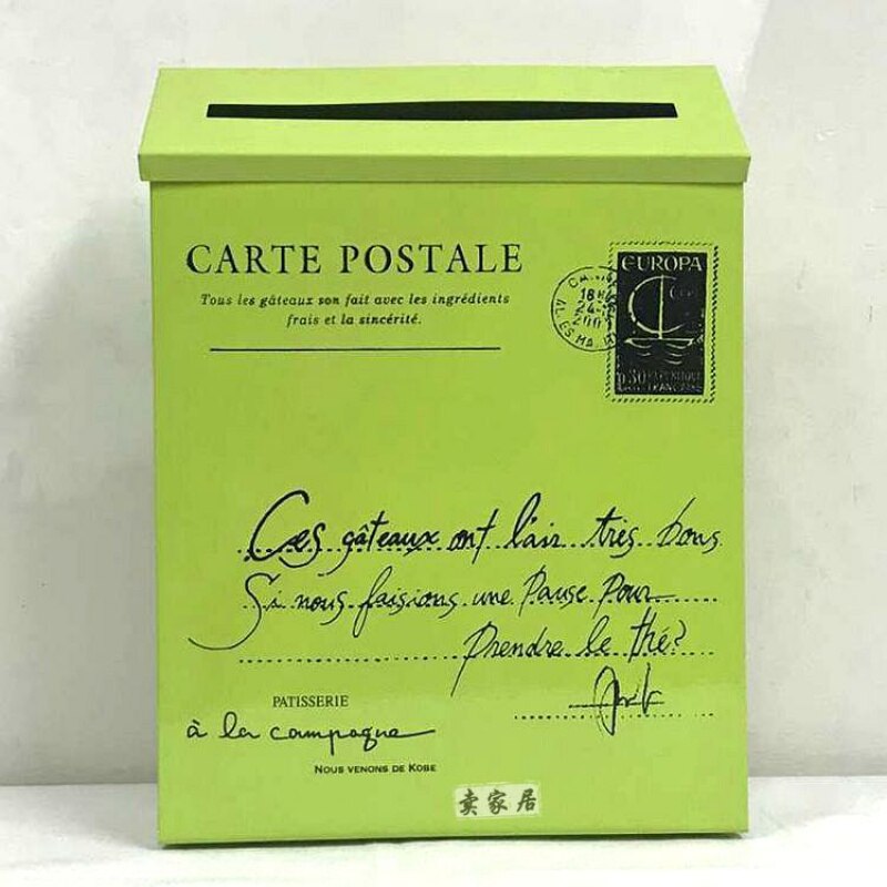 Handcraft Wood Outdoor Mailbox Gardening Cute Wall-Mounted Iron Anti-Rust Letter Box Convenient Box: B5