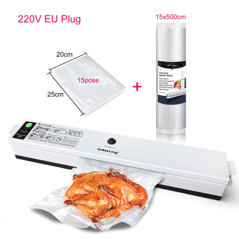 Home Food Packaging Machine Vacuum Sealer 220V 110V Sealing Fresh Film Sealer Vacuum Packer Mini China Vacuum Sealer Rolls Bags: 220V EU with Bags B