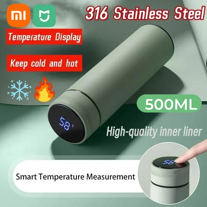 Xiaomi thermobecher mit intelligenter temperaturanzeige, 316 edelstahl-thermosflaschen, lang anhaltende wärme, ideal für büro und reisen