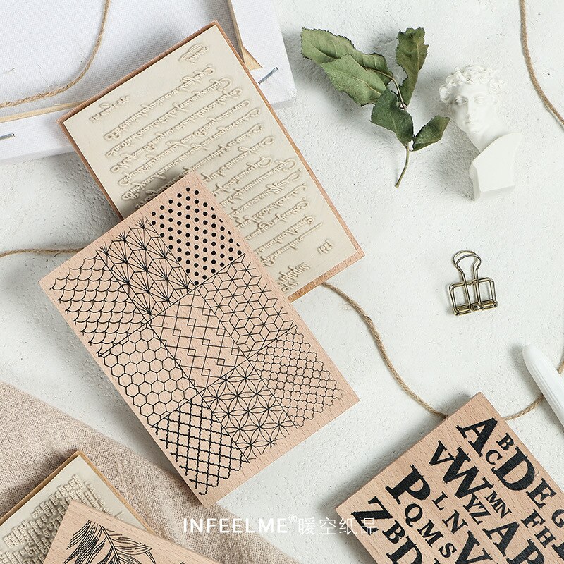 Retro Geometrische Plant Alfabet Achtergrond Stempel DIY Houten Stempels voor Scrapbooking Briefpapier Scrapbooking Standaard Stempel