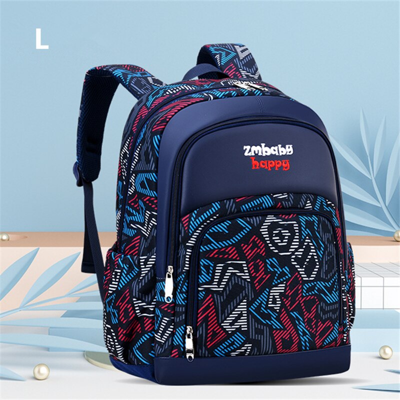 Mochila escolar para niños, bonita mochila escolar para estudiantes, mochila impermeable impresa, bolsas de escuela primaria para adolescentes, bolsa escolar para niños y niñas: L blue 1