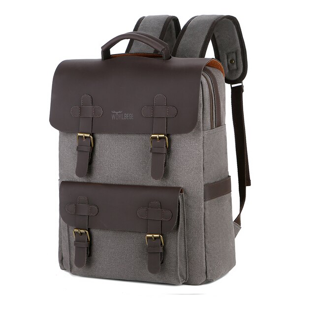 Heren Rugzak Vintage Canvas Rugzak Schooltas Mannen Reistassen Grote Capaciteit Rugzak Laptop Tas: Gray