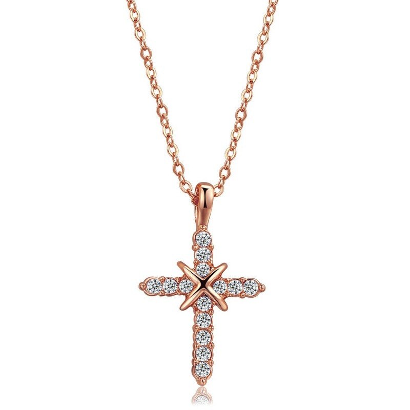 Moda di lusso croce croce pendente collana separazione dei colori delle donne intarsiato collana Hao Shi nuovi arrivi: Rose gold