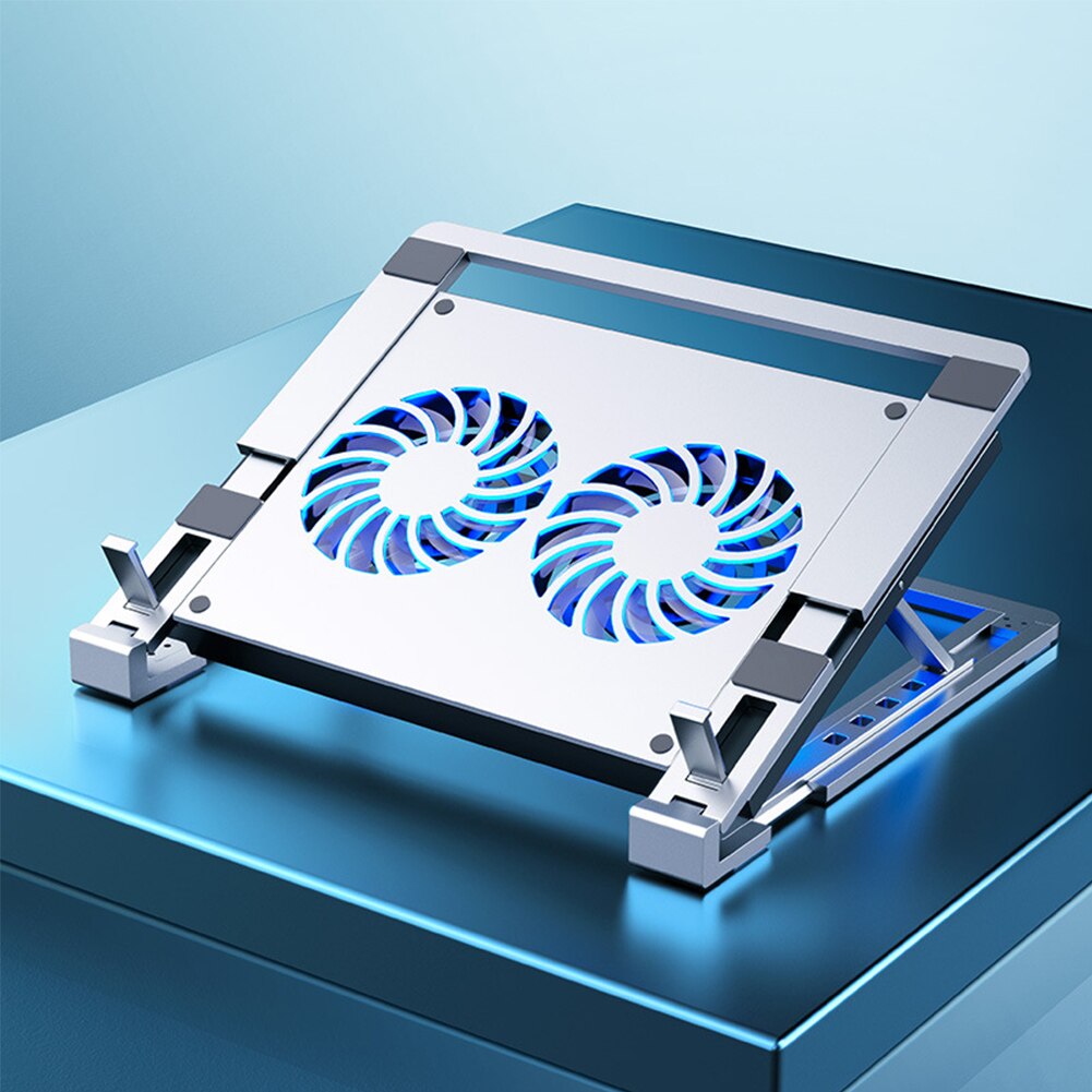 Rutschfester, höhenverstellbarer und stabiler laptopständer aus kratzfester aluminiumlegierung für den mobilen einsatz mit kühlventilator