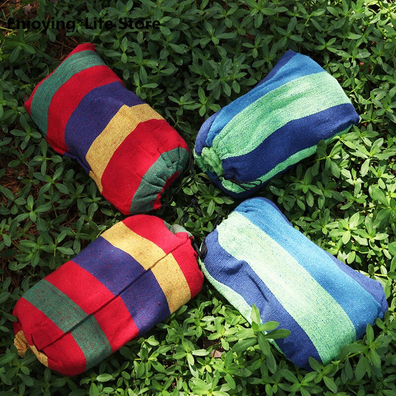 Rainbow Outdoor Leisure Double 2 Person Canvas Hammocks Ultralight Camping Hammock with Backpack 1.9*1.5m