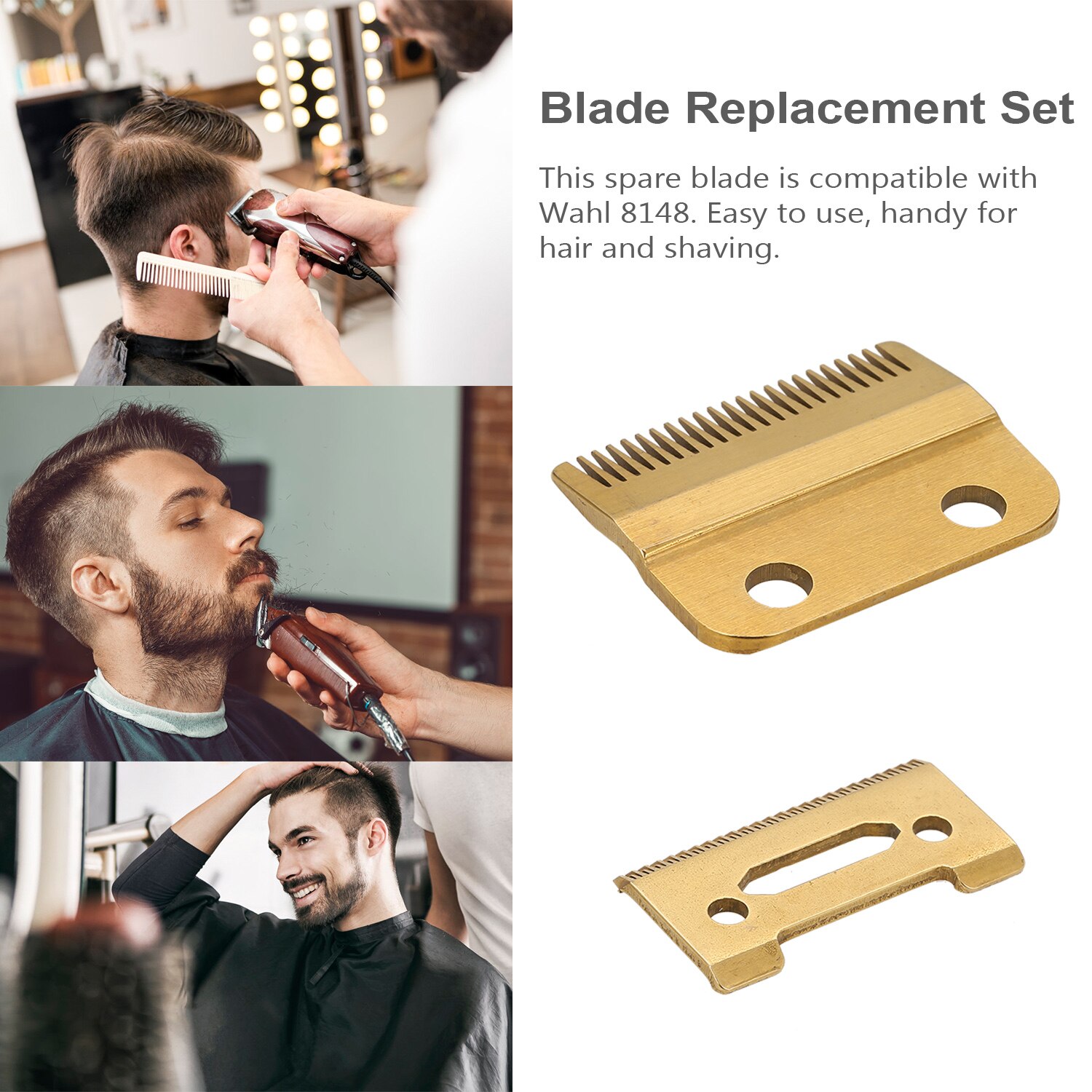 Hair Clipper Blade Replace Cutter Head Metal Bottom Clipper Accessories Golden Blade Compatible with Wahl 8148