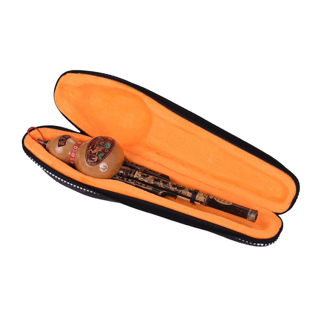 Flauta de aluminio con tubos chapados en cobre, instrumento tradicional chino con funda de nudo chino, 3 tonos c-key Hulusi calabaza Cucurbit: Type 2