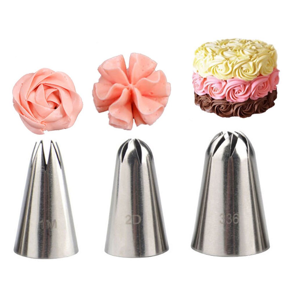 3 Stks/set Keuken Accessoires Icing Piping Rvs Nozzle Set Diy Cake Decorating Tips Set Cupcake Decorating Tool