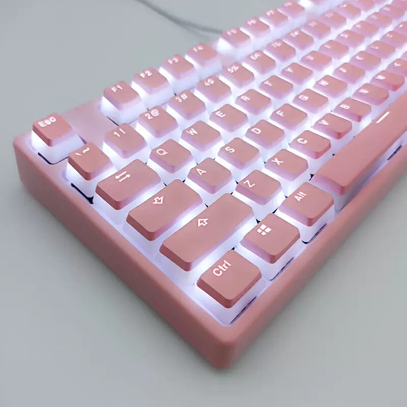 Keycaps Korean/Russian OEM PBT 117 Keys Pudding Keycap For Corsair MX Switch Mechanical Keyboard Gamer Backlit Keyboards Switch: Pink